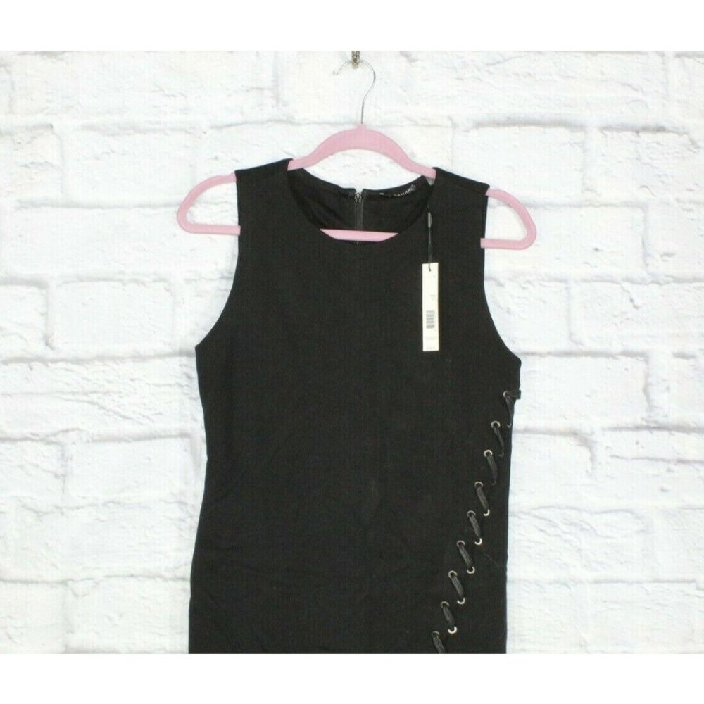 NWT! TAHARI Black Lace-up Sleeveless Fitted Bodycon Dress Size 6 - Picture 2 of 9